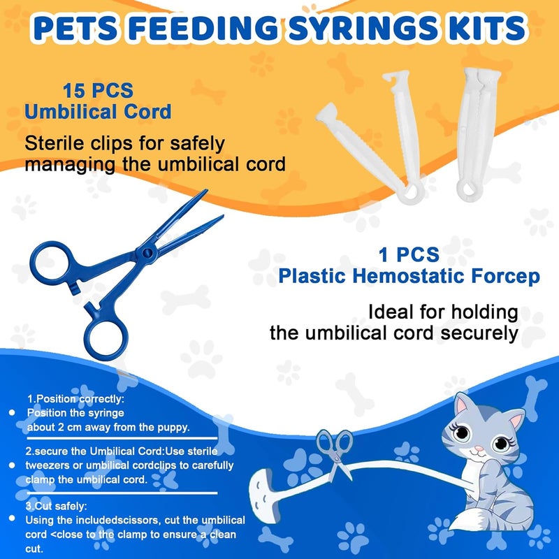 ZONEXCHIC 52pcs Puppy Whelping Supplies,Whelping kit,Puppies Birth,Kitten Dog Supplies,Puppy kit,Bottle Feeding kit for Newborn Puppy, Puppy Whelping Collars,Tube,Cord Clamps,Gloves,Digital Thermometer Scale - Image 5